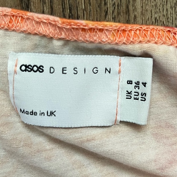 ASOS Hawaiian Summer Beacy Peachy Floral Mini Dress - Size US 4 - Picture 4 of 7